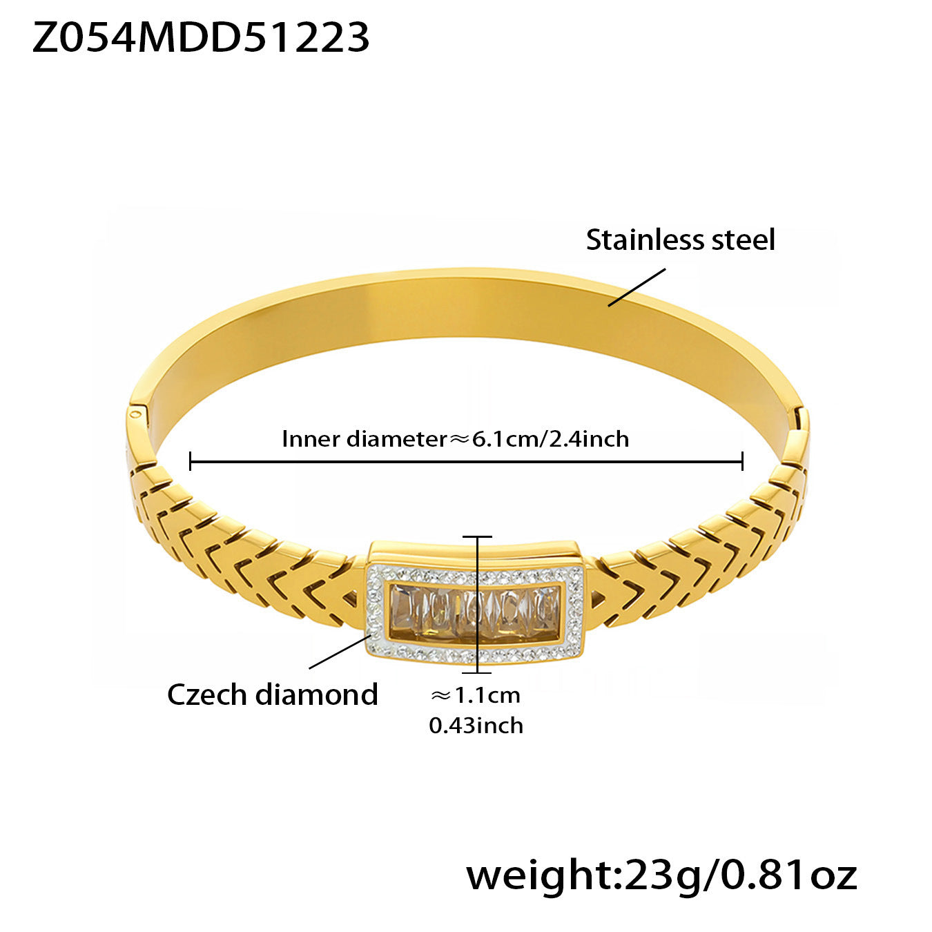 MH Real Gold PVD Stainless Steel Zircon Turquoise Crown Vintage Fashion Jewelry Bracelets Bangles Wholesale Gift
