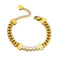 New Arrival Trendy Women's 18K Gold Plated Stainless Steel Zircon Adjustable Chain Bracelet
