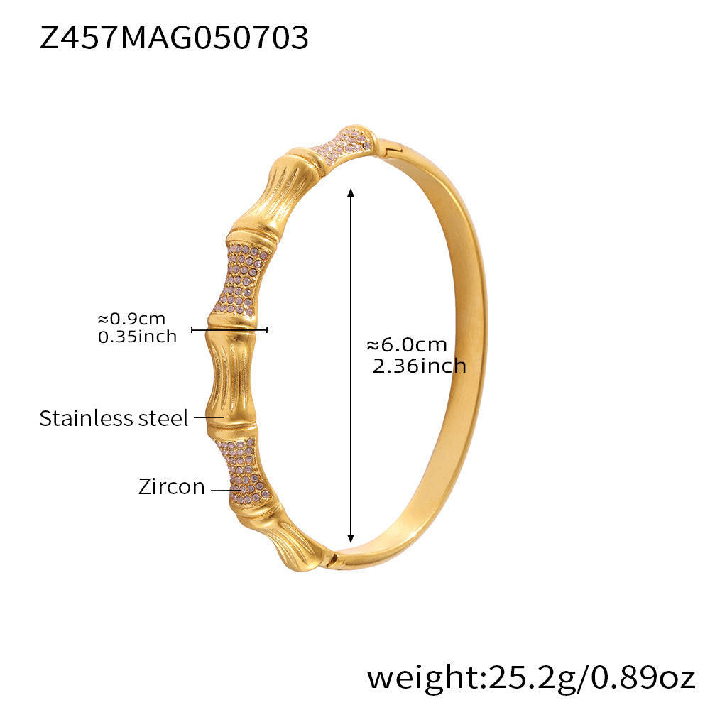 Unisex Vintage 18K Gold PVD Plated Stainless Steel Wrap Bracelets & Bangles with White Zircons and Crown Shape