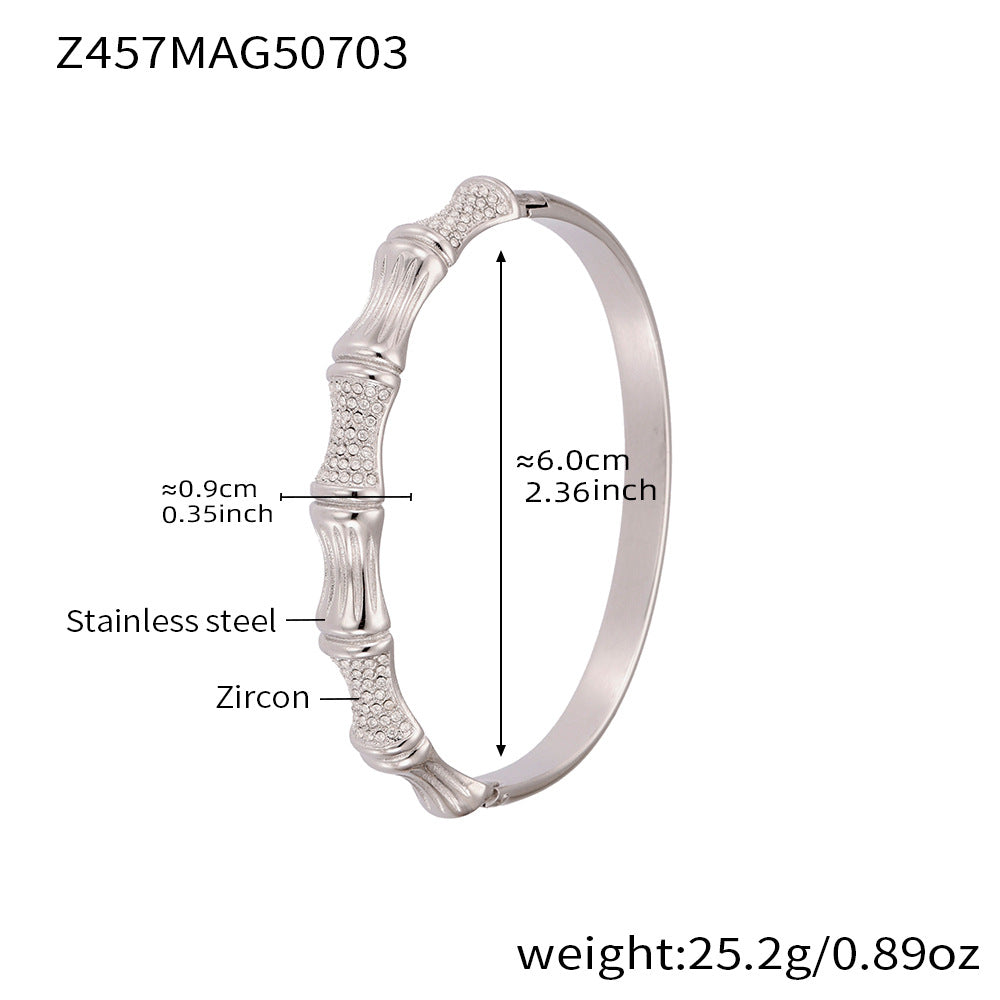 Unisex Vintage 18K Gold PVD Plated Stainless Steel Wrap Bracelets & Bangles with White Zircons and Crown Shape