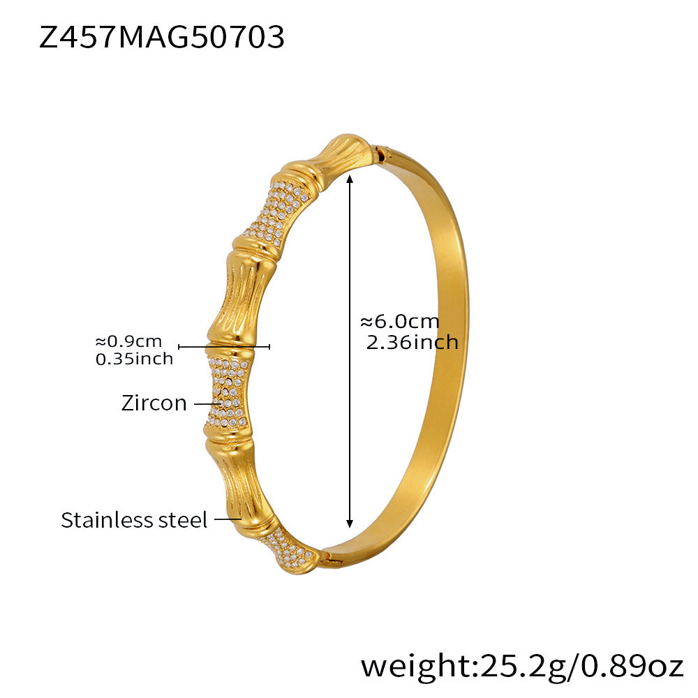 Unisex Vintage 18K Gold PVD Plated Stainless Steel Wrap Bracelets & Bangles with White Zircons and Crown Shape