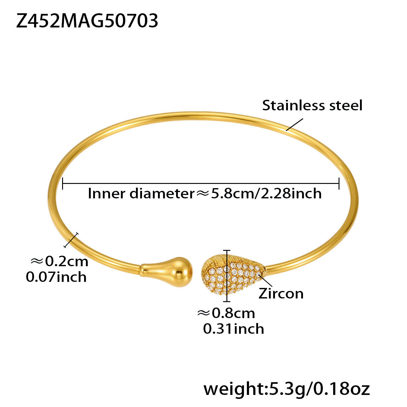 Unisex Vintage 18K Gold PVD Plated Stainless Steel Wrap Bracelets & Bangles with White Zircons and Crown Shape