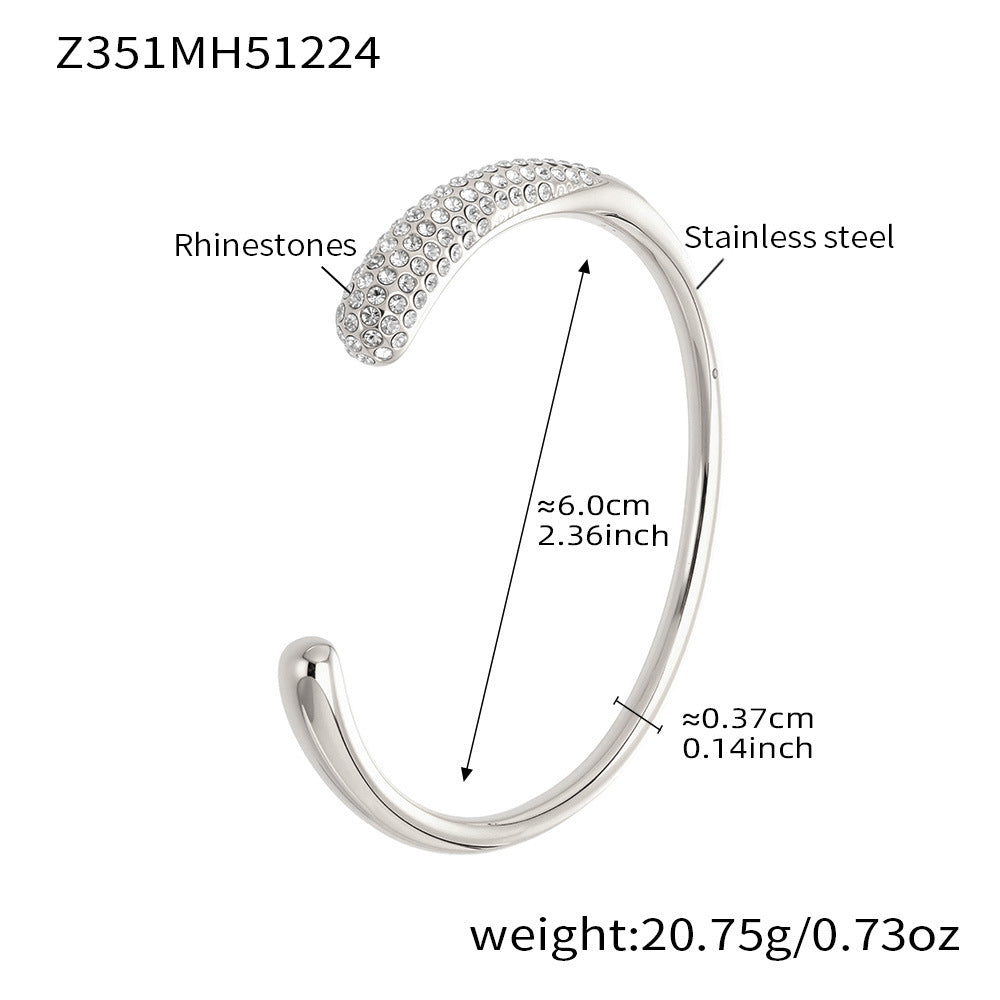 Unisex Vintage 18K Gold PVD Plated Stainless Steel Wrap Bracelets & Bangles with White Zircons and Crown Shape