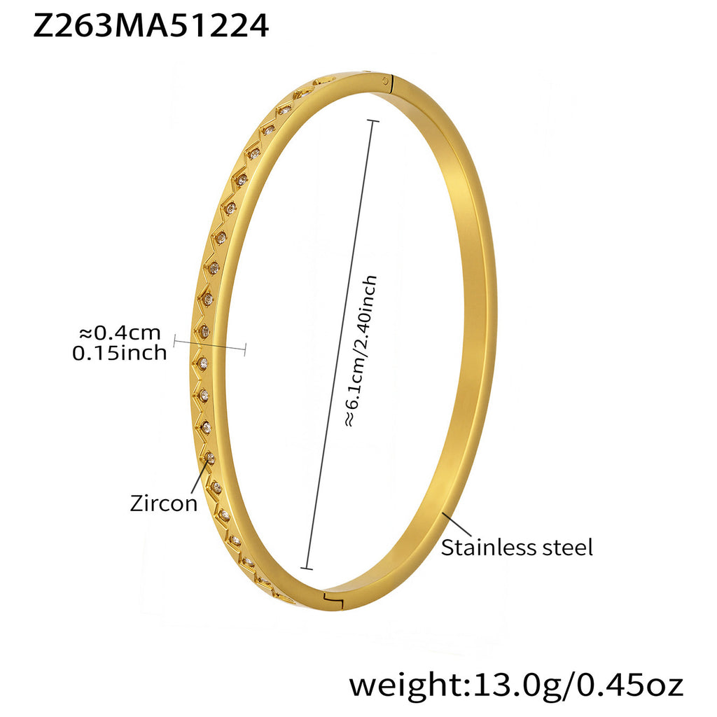 18K Gold PVD Plated Stainless Steel Zircon Vintage Crown Shape Bracelets & Bangles-Gift Jewelry Wholesale Fashion