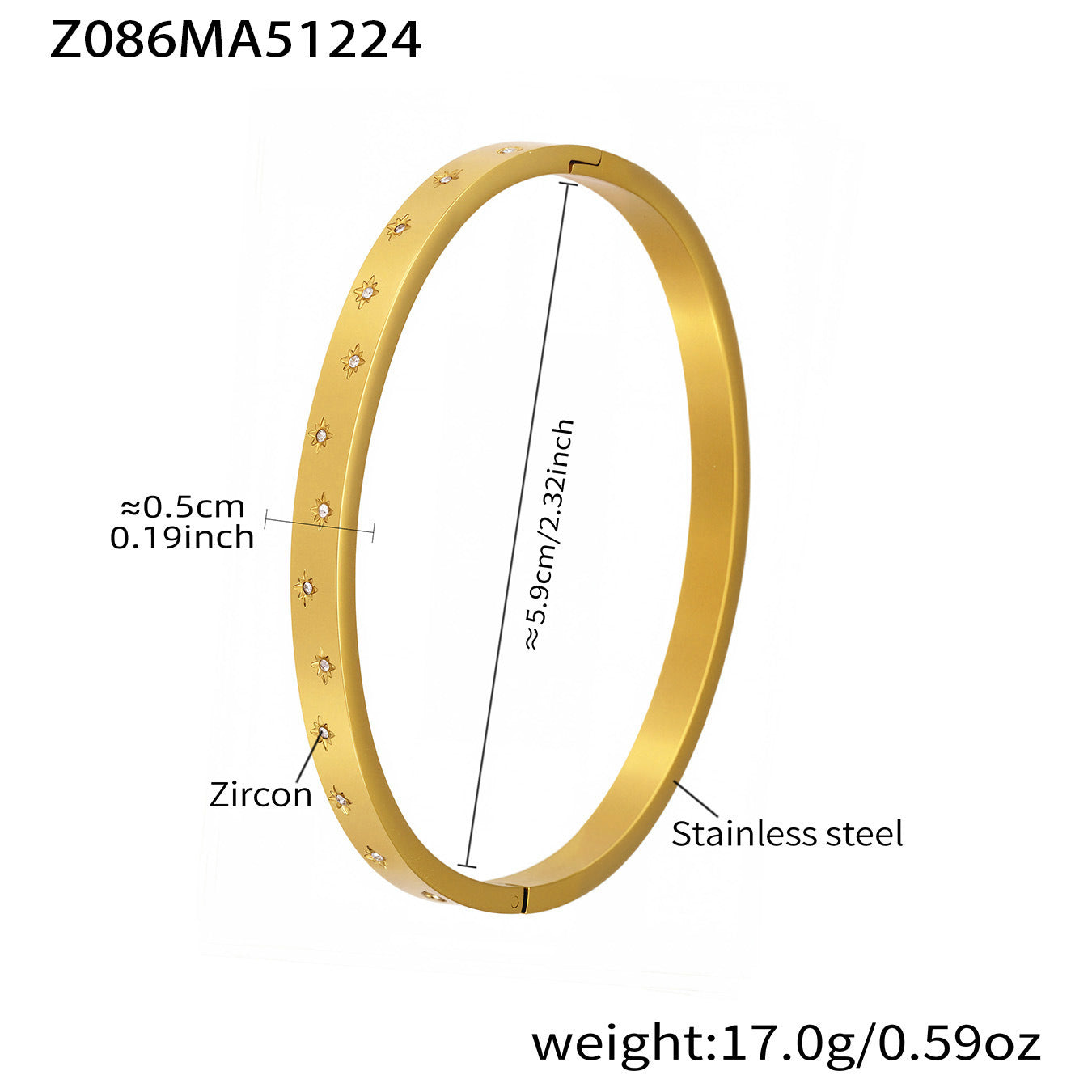 18K Gold PVD Plated Stainless Steel Zircon Vintage Crown Shape Bracelets & Bangles-Gift Jewelry Wholesale Fashion