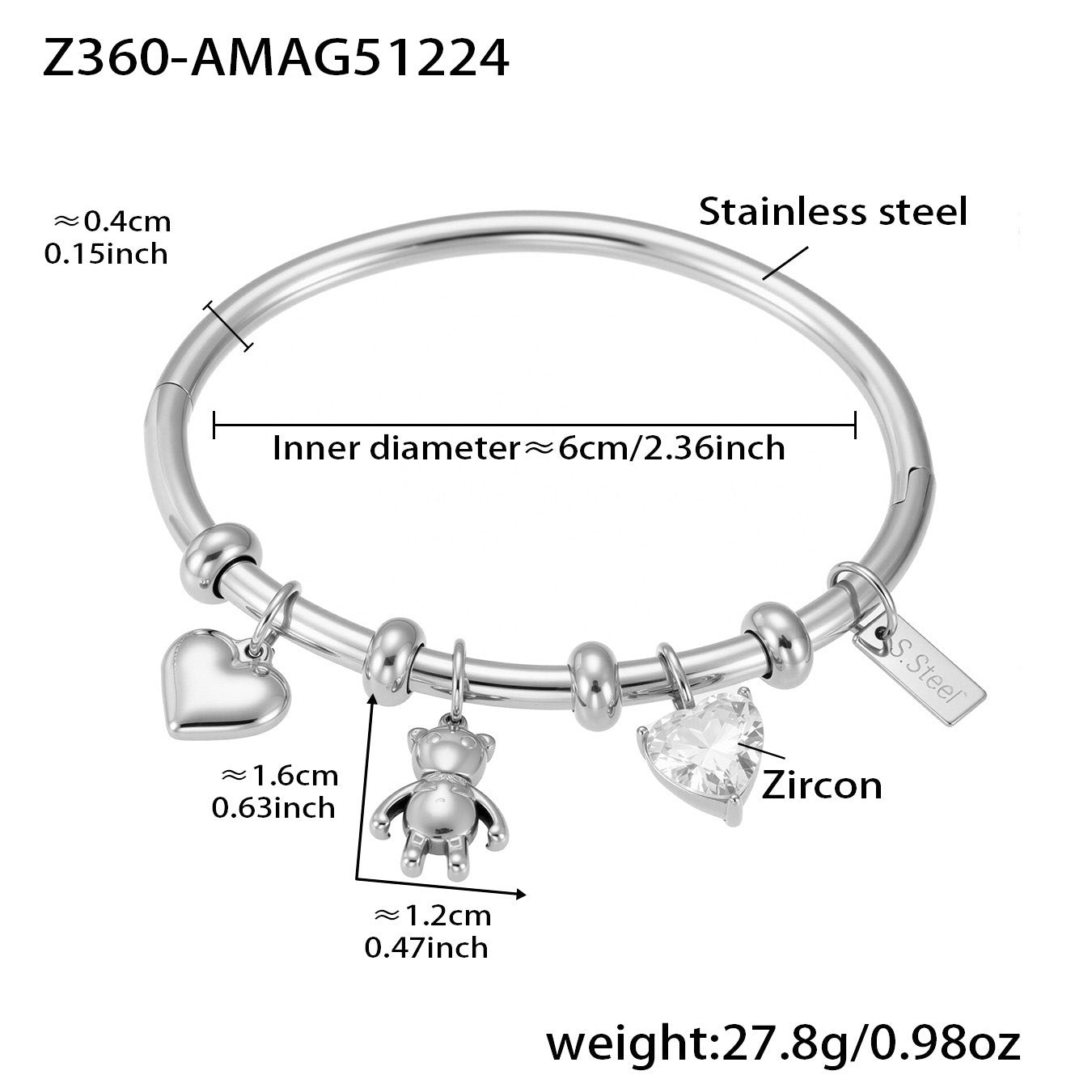 18K Gold PVD Plated Stainless Steel Zircon Vintage Crown Shape Bracelets & Bangles-Gift Jewelry Wholesale Fashion