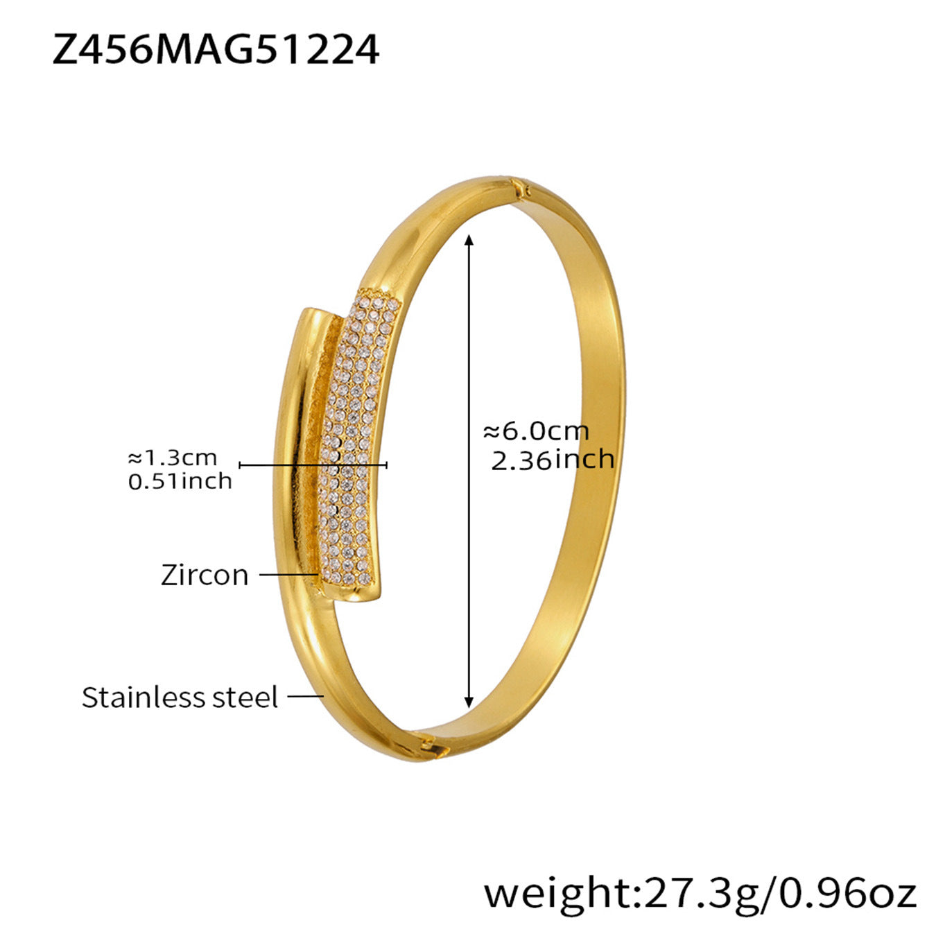 18K Gold PVD Plated Stainless Steel Zircon Vintage Crown Shape Bracelets & Bangles-Gift Jewelry Wholesale Fashion