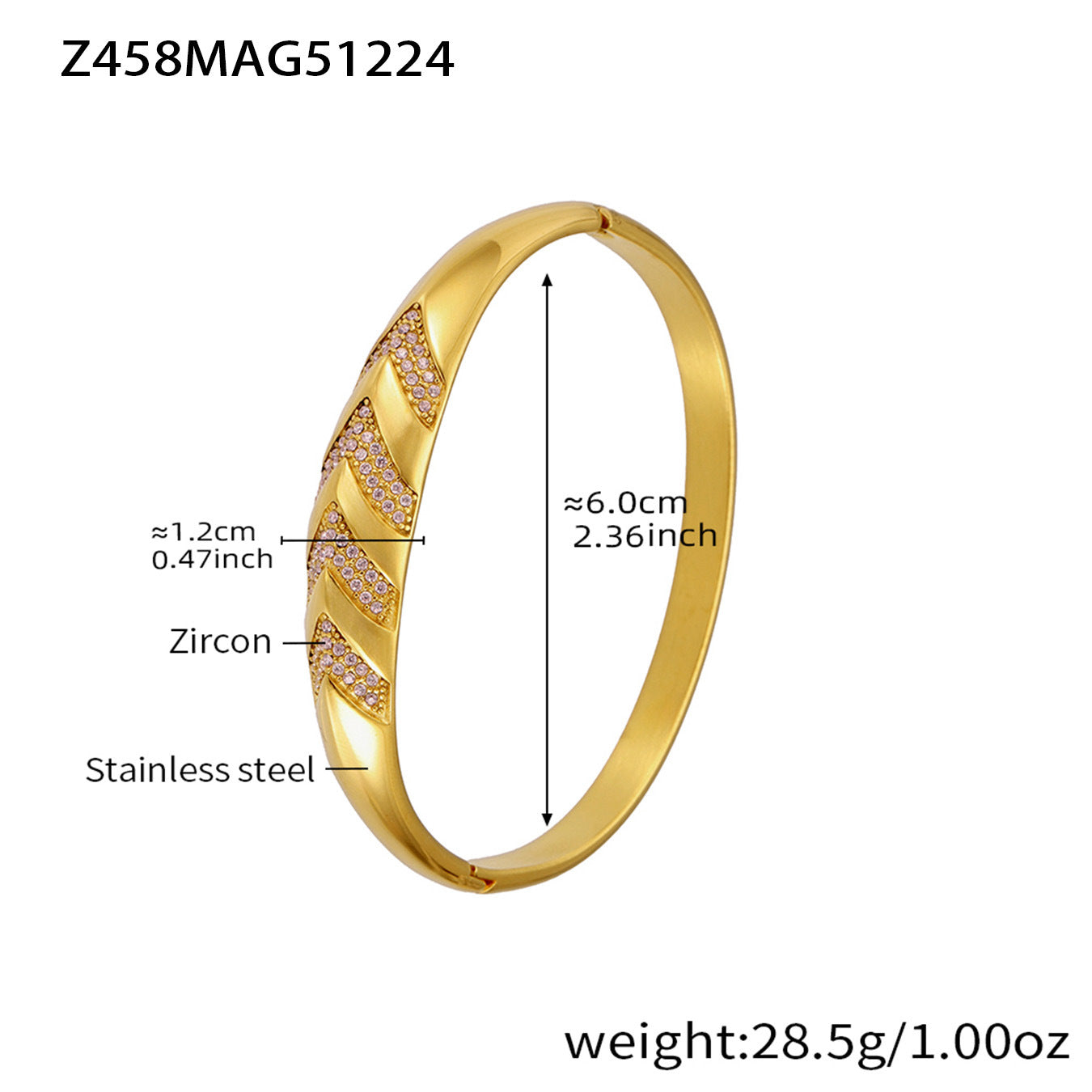 18K Gold PVD Plated Stainless Steel Zircon Vintage Crown Shape Bracelets & Bangles-Gift Jewelry Wholesale Fashion