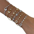 Trendy 18K Gold Plated Stainless Steel Chain Bracelet Natural Shell Zircon Stones Personalized Engraving Option Unisex Gift