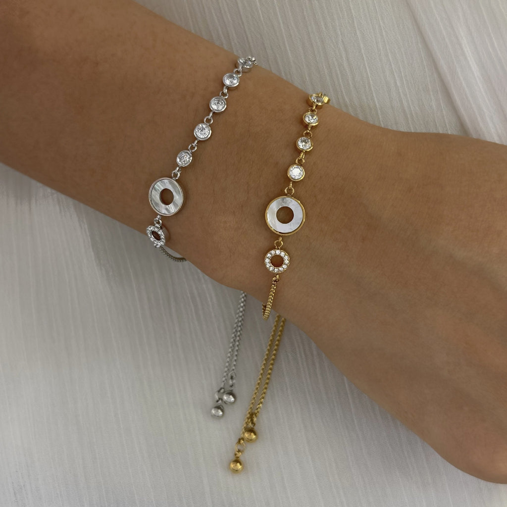 Trendy 18K Gold Plated Stainless Steel Chain Bracelet Natural Shell Zircon Stones Personalized Engraving Option Unisex Gift