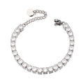 Luxury 18K Gold Plated Stainless Steel Geometric Trendy Tennis Chain Bangles 5MM Zircon Unisex