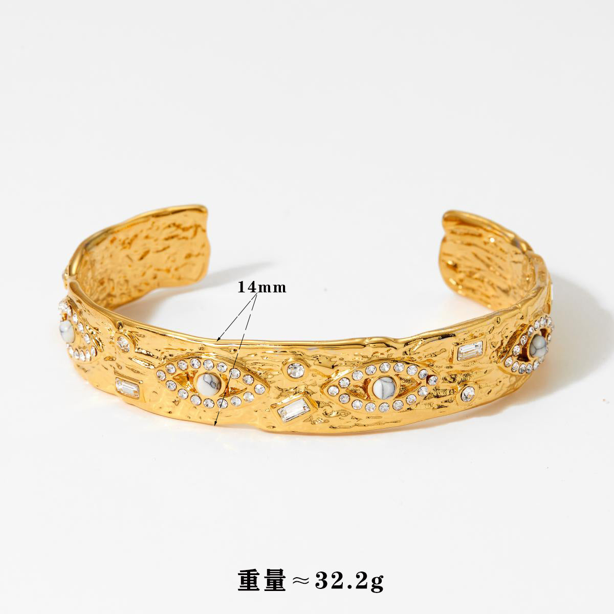 Stainless Steel 18K Gold Plated Crown-Shaped Cute Open Bangles Wedding Design Waterproof Non-Tarnishing Women's Gift Zircons