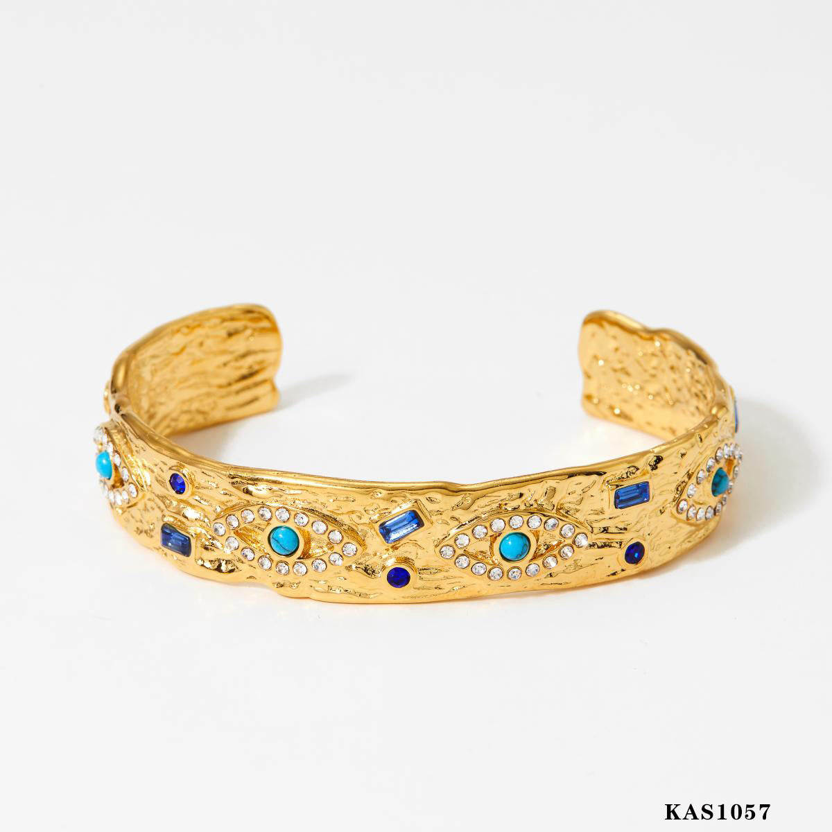 Stainless Steel 18K Gold Plated Crown-Shaped Cute Open Bangles Wedding Design Waterproof Non-Tarnishing Women's Gift Zircons