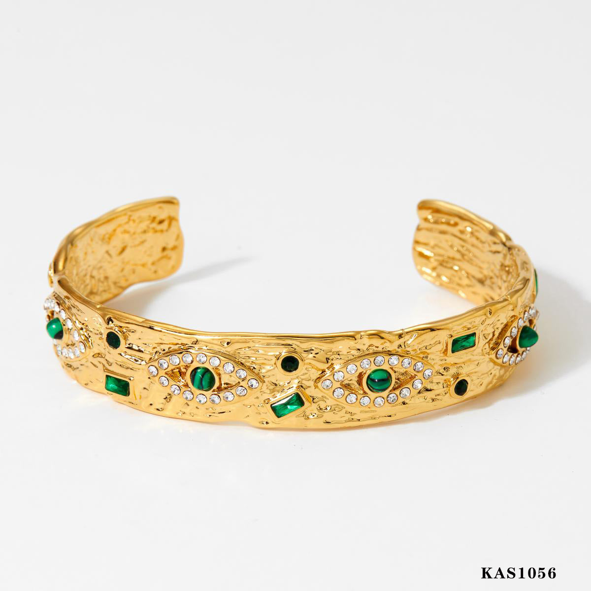 Stainless Steel 18K Gold Plated Crown-Shaped Cute Open Bangles Wedding Design Waterproof Non-Tarnishing Women's Gift Zircons