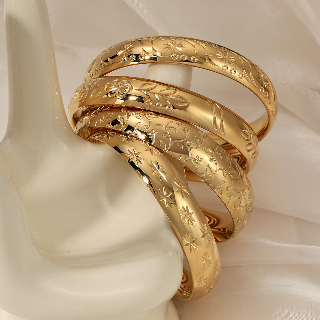 Punk Style Stainless Steel Women's Bangle 18K Gold/Silver Plating CROWN Pattern Personalized Engraving Option-Elegant Non-Fading