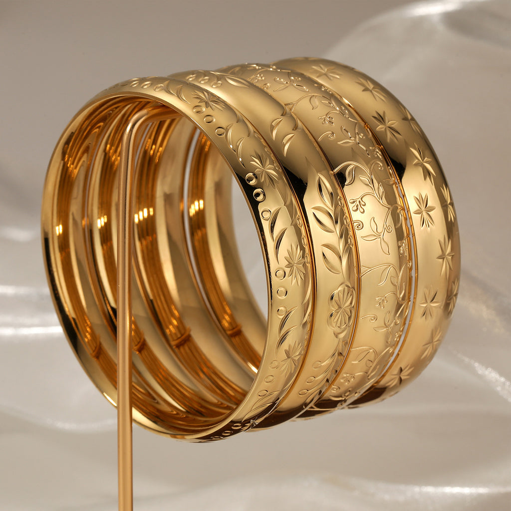 Punk Style Stainless Steel Women's Bangle 18K Gold/Silver Plating CROWN Pattern Personalized Engraving Option-Elegant Non-Fading