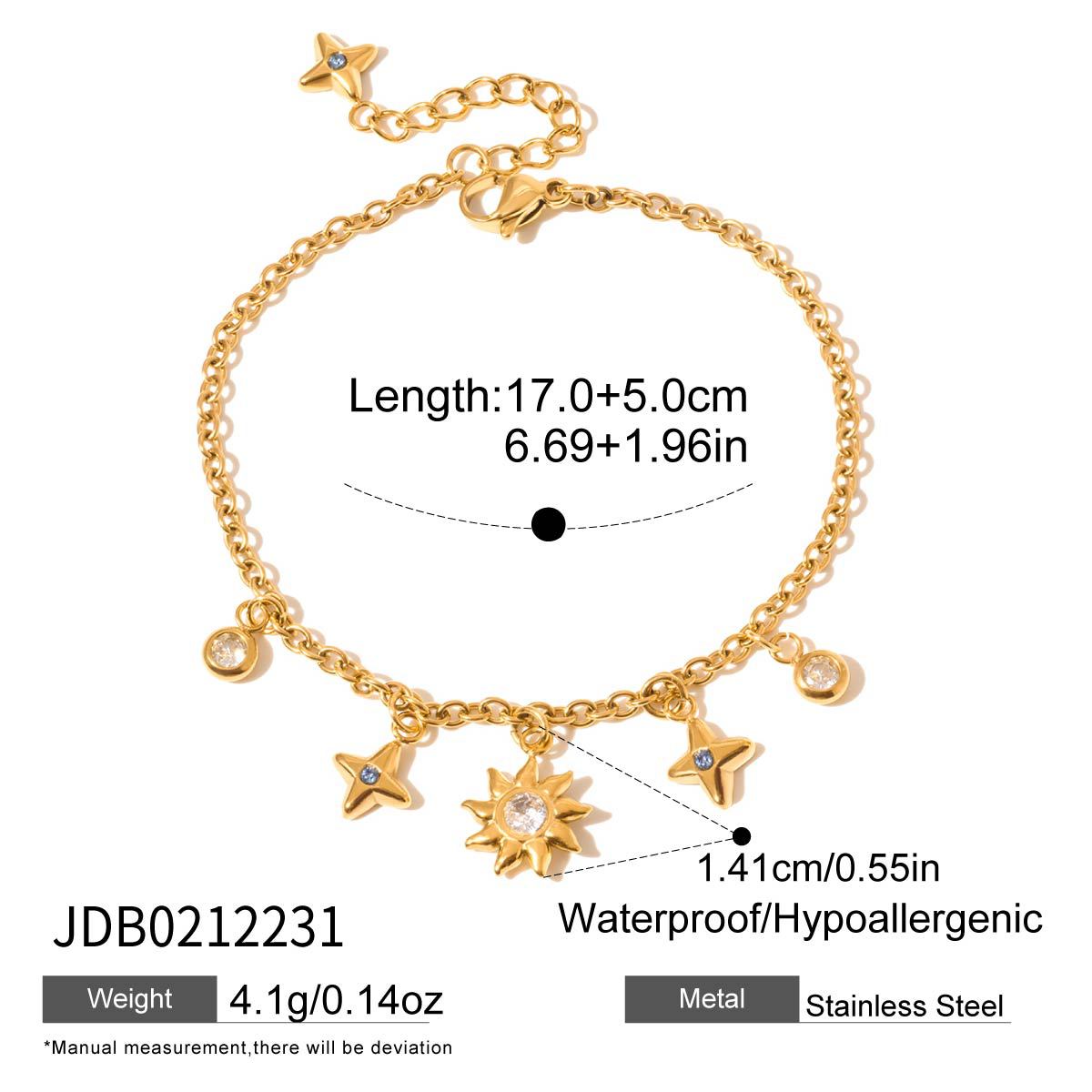 Wholesale Cute Stainless Steel Classic 18K Gold Plated Zircon Moon Bracelet Korean Style Fashion Jewelry Women's Wedding Gift