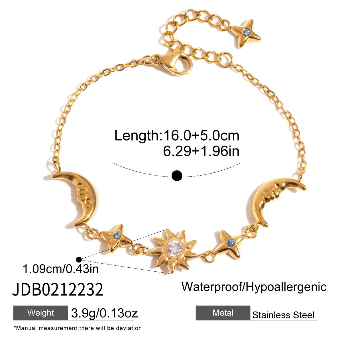 Wholesale Cute Stainless Steel Classic 18K Gold Plated Zircon Moon Bracelet Korean Style Fashion Jewelry Women's Wedding Gift