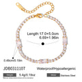18K Gold Plated White Zircons Waterproof Stainless Steel Adjustable Hypoallergenic Tennis Chain Bracelet Unisex Light Gift