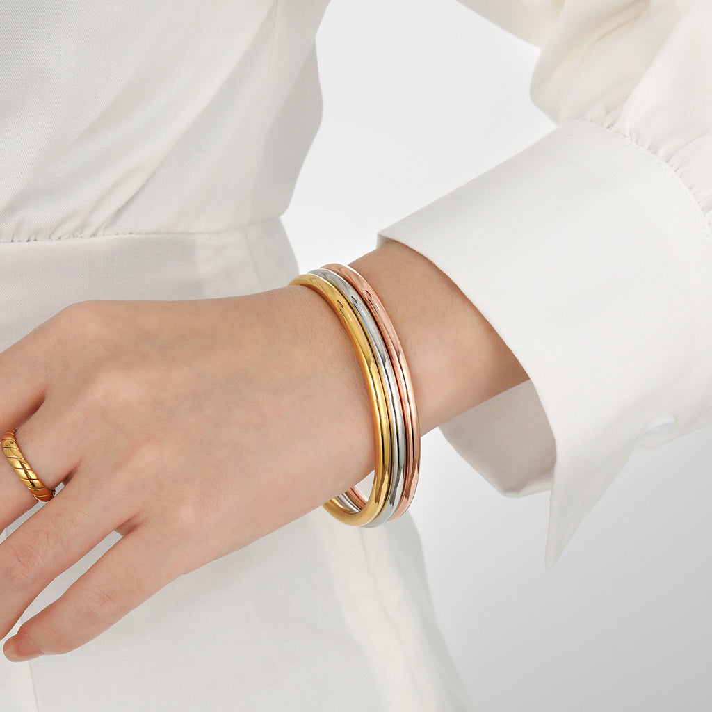 18k Gold Silver Rose Gold Plated Stainless Steel Vintage CROWN Simple Design Closed Fashion Jewelry Bracelets Bangles Wholesale
