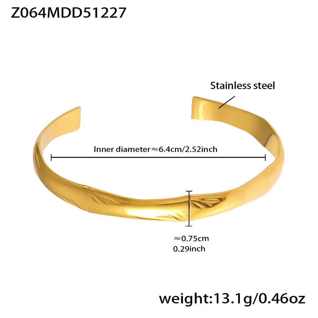 Stainless Steel 18K Gold Plated Cute Open Bangles CROWN Chunky Designs Waterproof Non-tarnishing Women's Gift