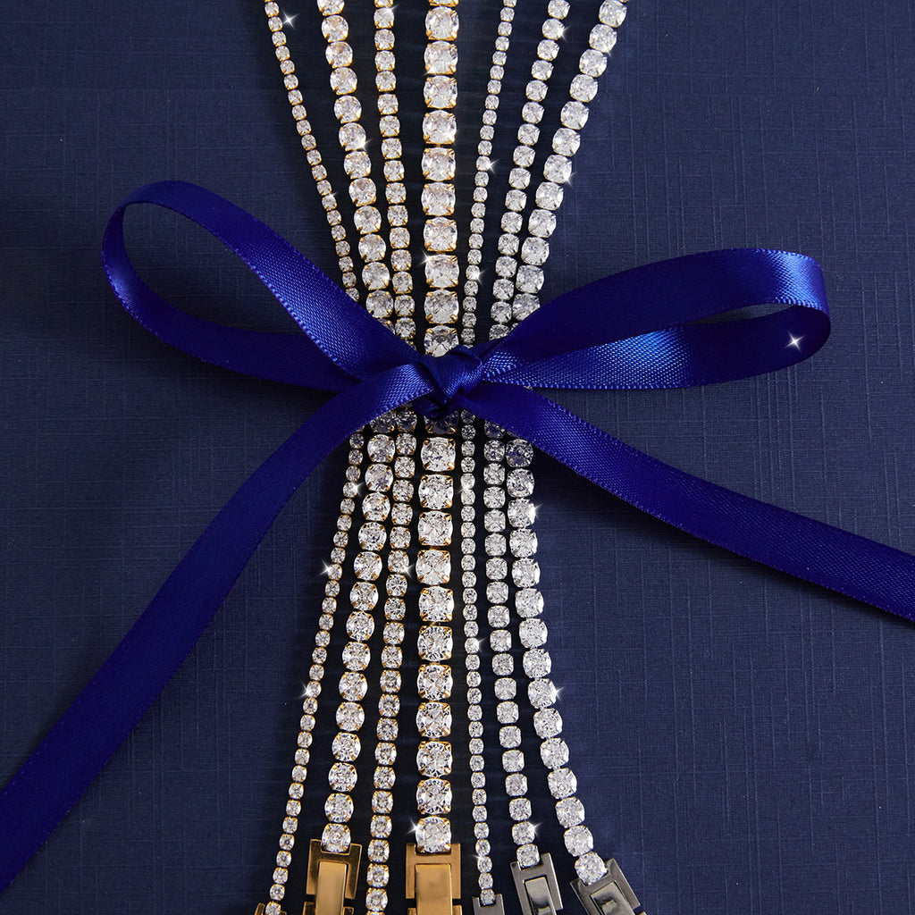 Customizable Vintage Trendy Tennis Zircon Bracelets Waterproof Stainless Steel 18K Gold Plated for Party Occasions