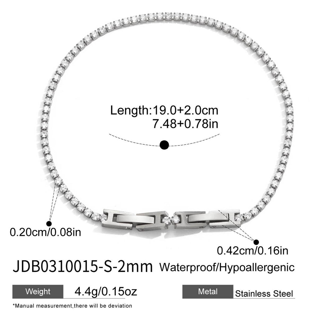 Customizable Vintage Trendy Tennis Zircon Bracelets Waterproof Stainless Steel 18K Gold Plated for Party Occasions