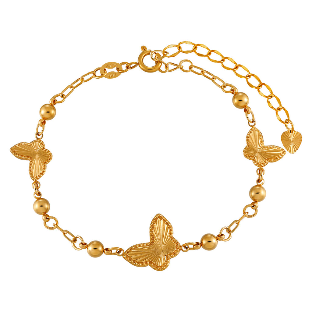 Bracelets 18K Gold Plated Butterfly Design Waterproof Stainless Steel Unisex Party Gift Chain Adjustable Hypoallergenic Trendy