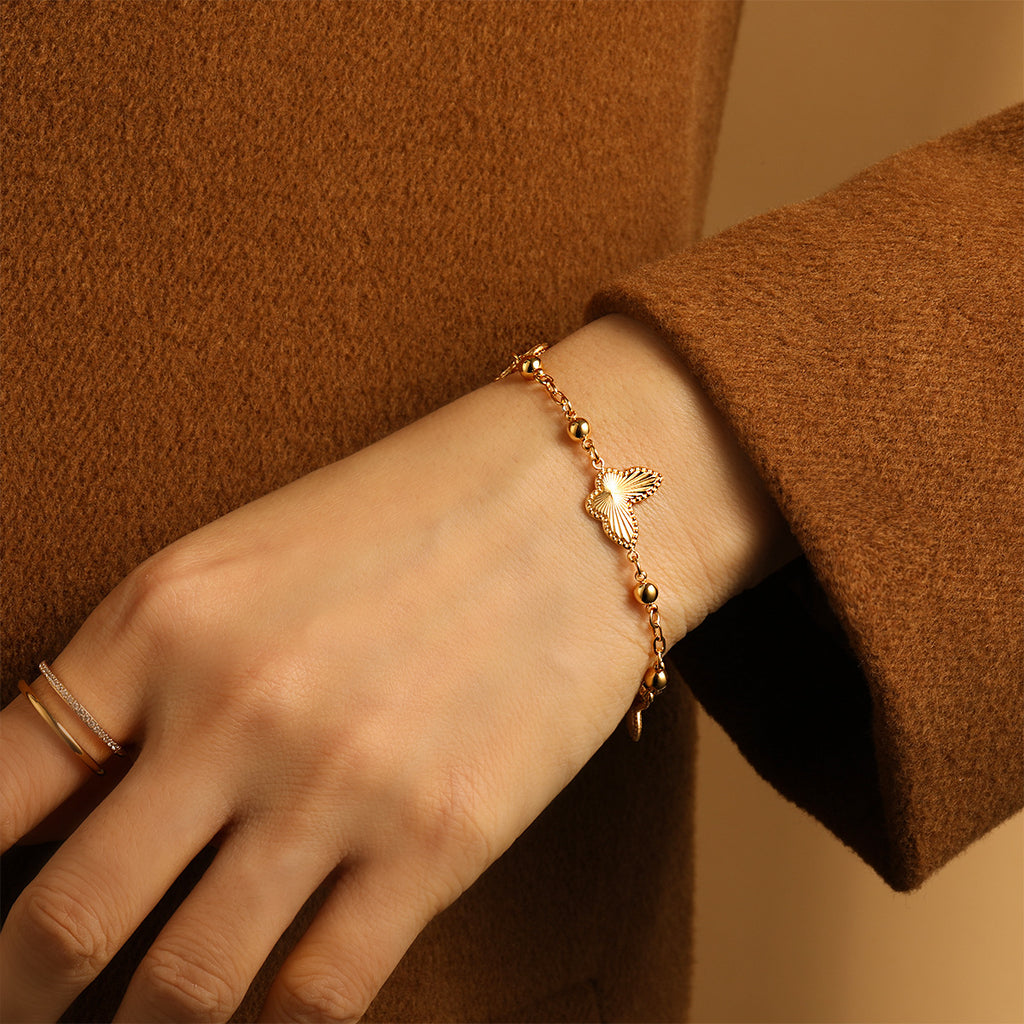 Bracelets 18K Gold Plated Butterfly Design Waterproof Stainless Steel Unisex Party Gift Chain Adjustable Hypoallergenic Trendy