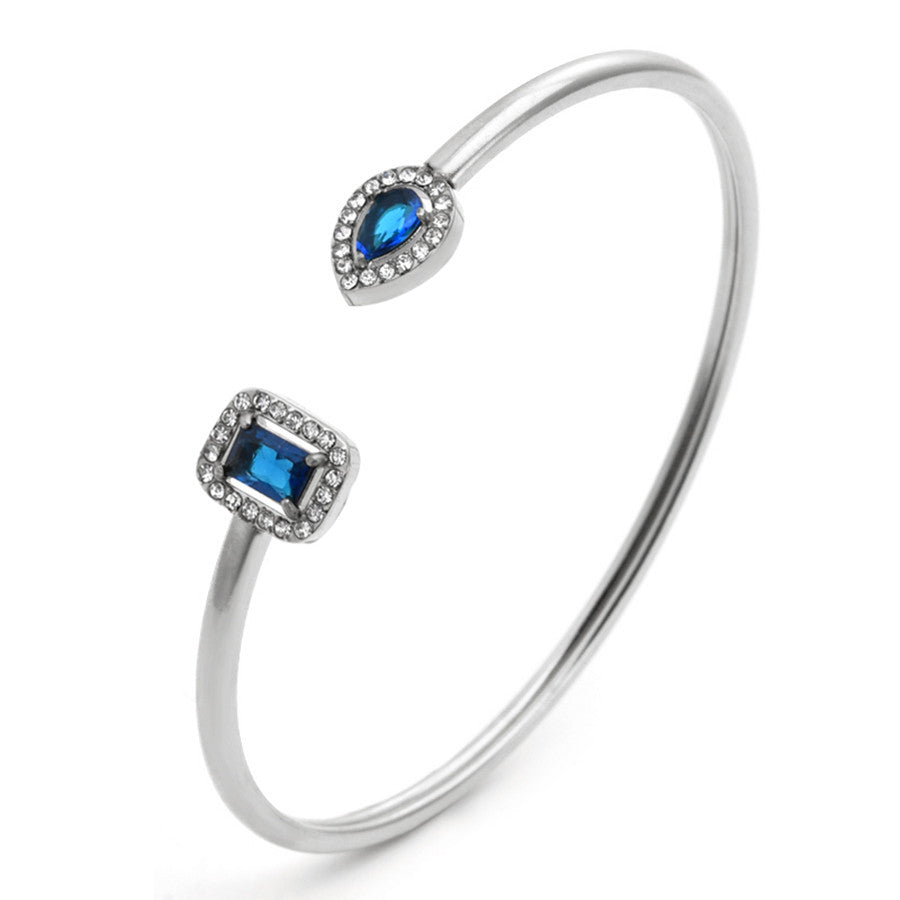 Customizable Vintage 18K Gold Plated Stainless Steel Bangles Zircon Stones Open Cuff Waterproof Non- Unisex Gift Jewelry