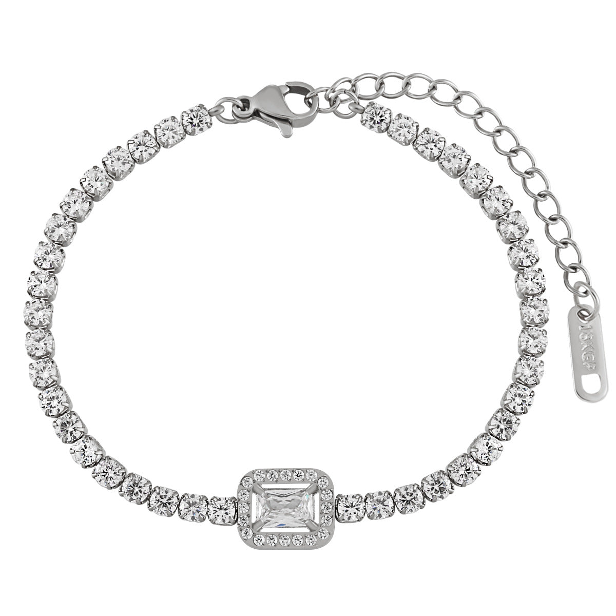 Bracelets 18K Gold Plated White Zircons Waterproof Stainless Steel Unisex Party Gift Chain Adjustable Hypoallergenic Trendy Cute