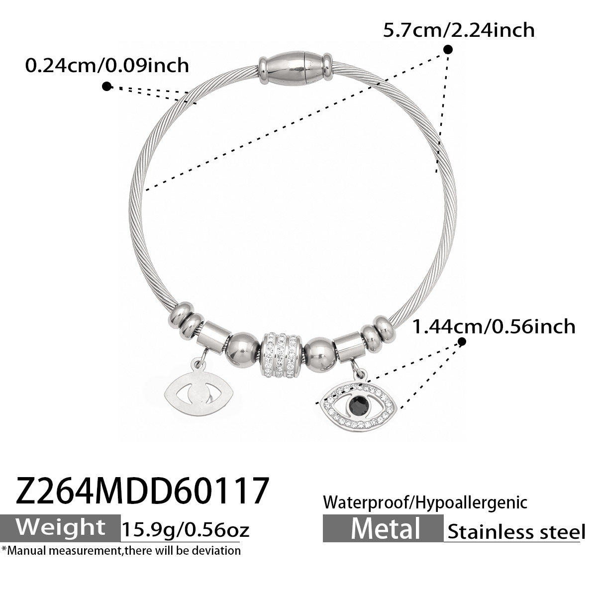 Vintage 18k Gold Plated Stainless Steel Zircon Crown Bangles Unisex Gift with Charms
