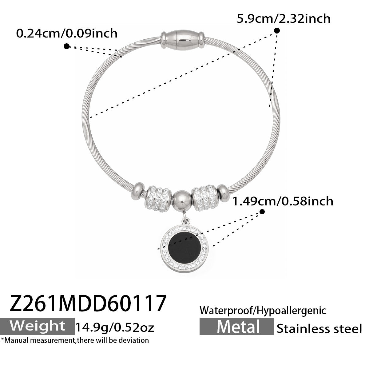Vintage 18k Gold Plated Stainless Steel Zircon Crown Bangles Unisex Gift with Charms