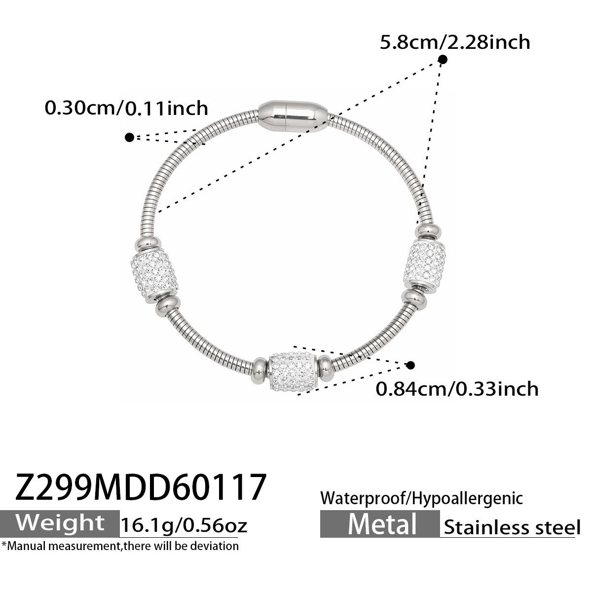 Vintage 18k Gold Plated Stainless Steel Zircon Crown Bangles Unisex Gift with Charms