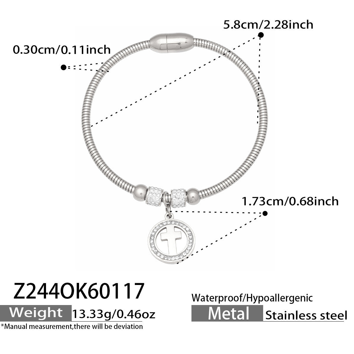 Vintage 18k Gold Plated Stainless Steel Zircon Crown Bangles Unisex Gift with Charms
