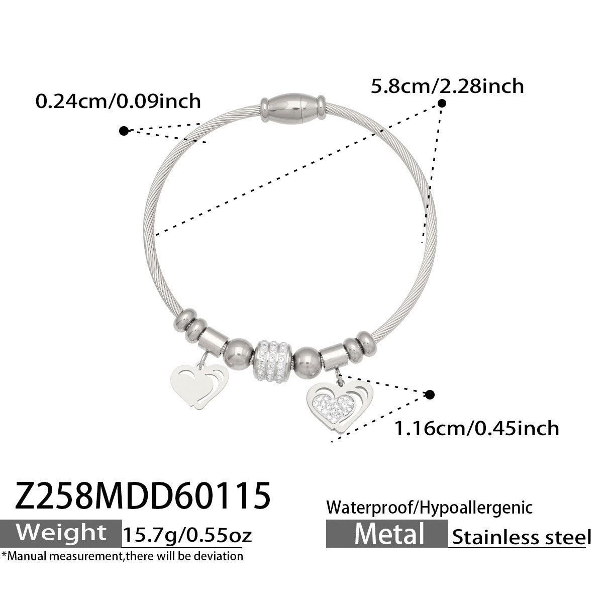Vintage 18k Gold Plated Stainless Steel Zircon Crown Bangles Unisex Gift with Charms