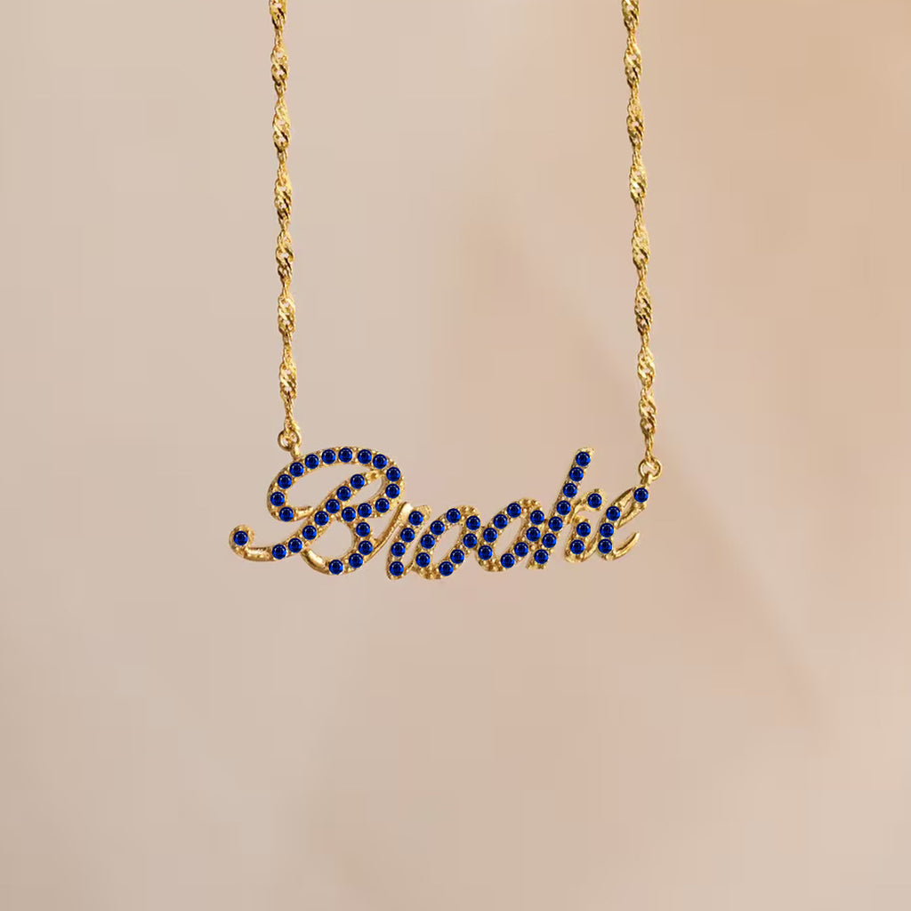 Fashion Trendy Letter Pendant Necklace with Inlay Zircon Personalized Name Necklace