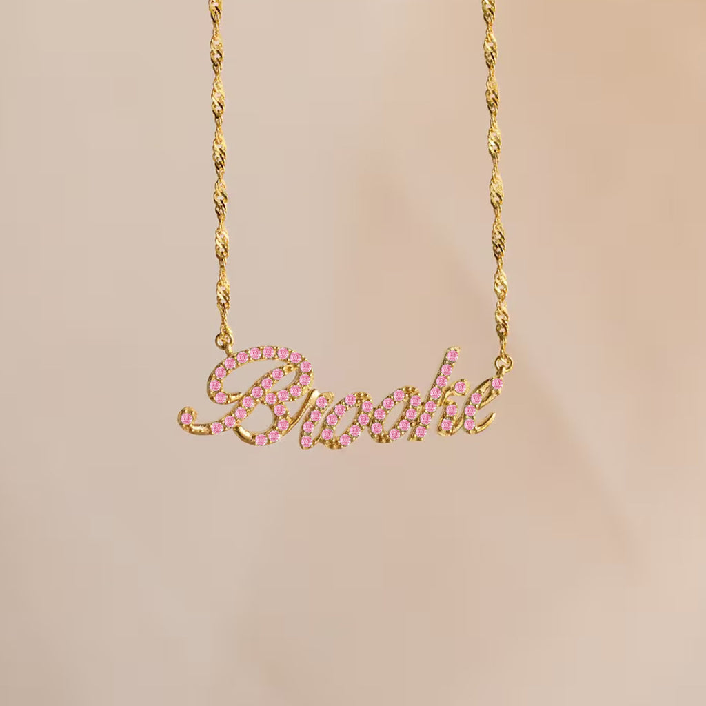 Fashion Trendy Letter Pendant Necklace with Inlay Zircon Personalized Name Necklace
