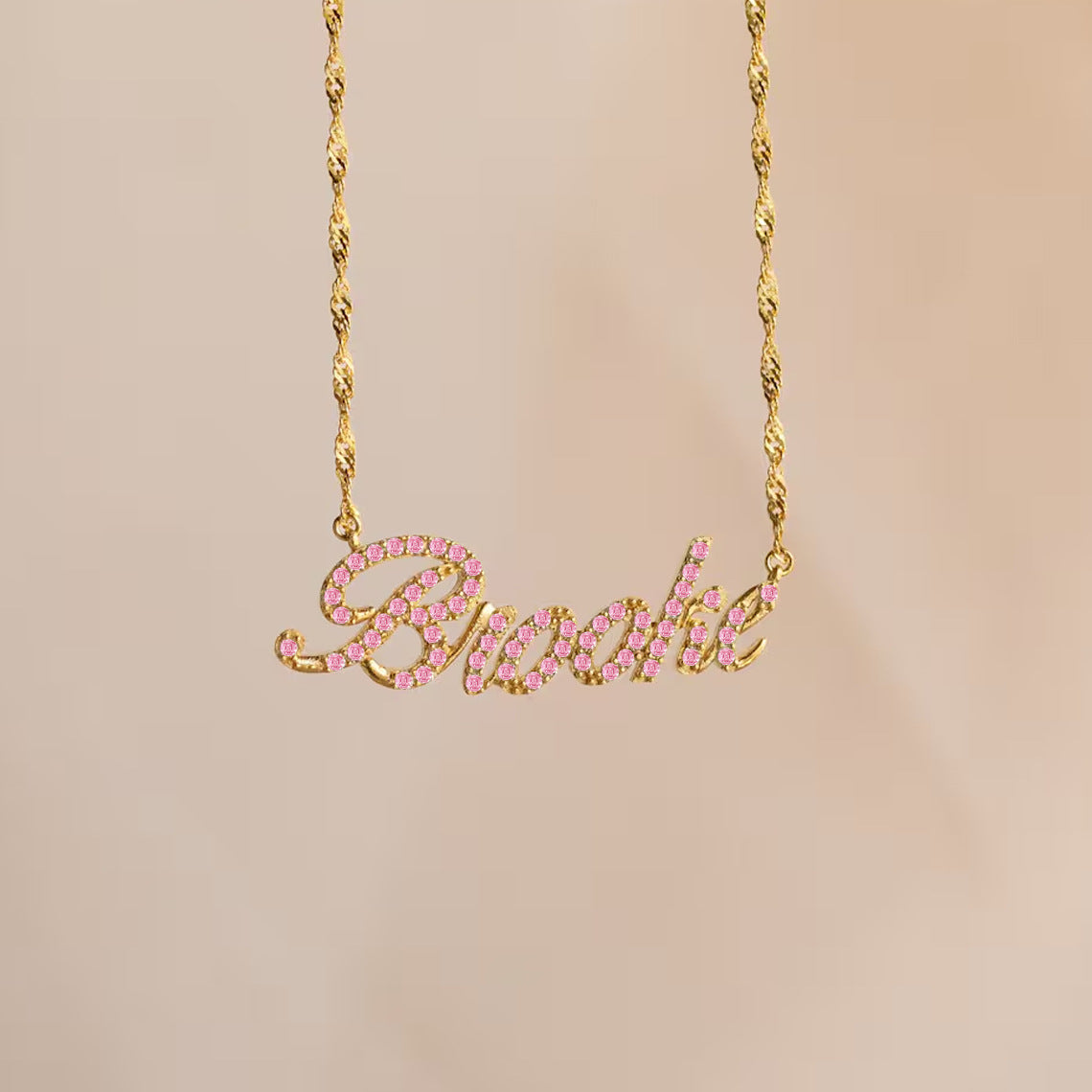 Fashion Trendy Letter Pendant Necklace with Inlay Zircon Personalized Name Necklace