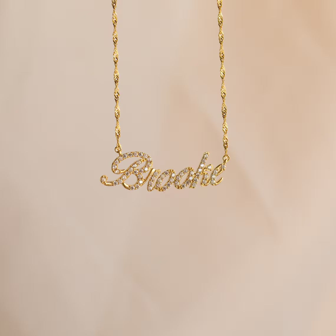 Fashion Trendy Letter Pendant Necklace with Inlay Zircon Personalized Name Necklace