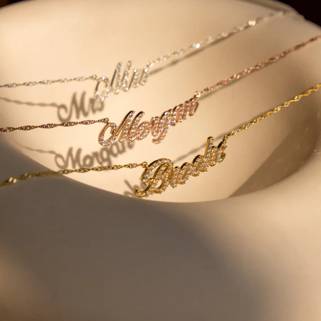 Fashion Trendy Letter Pendant Necklace with Inlay Zircon Personalized Name Necklace