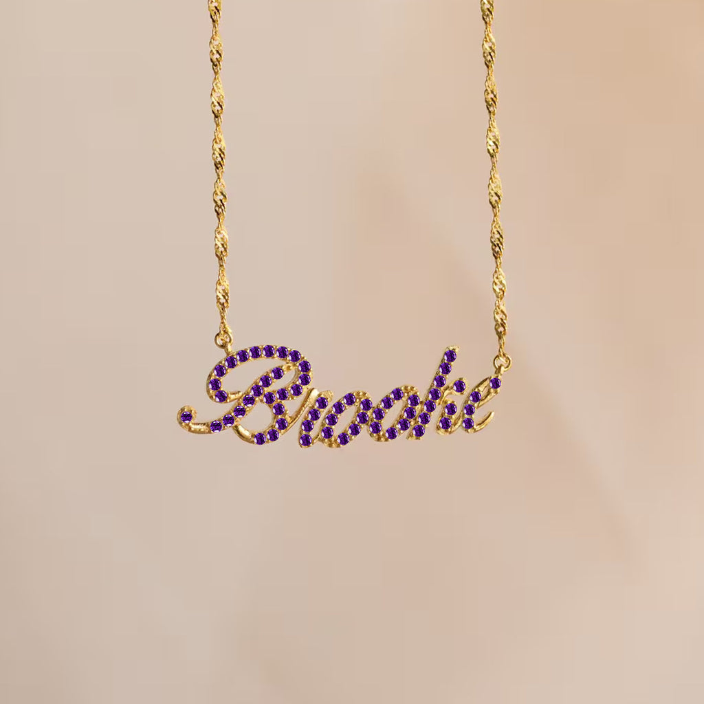 Fashion Trendy Letter Pendant Necklace with Inlay Zircon Personalized Name Necklace