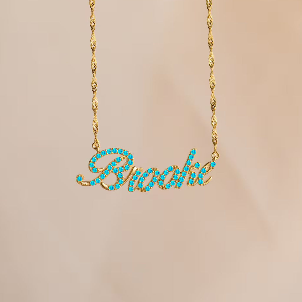 Fashion Trendy Letter Pendant Necklace with Inlay Zircon Personalized Name Necklace