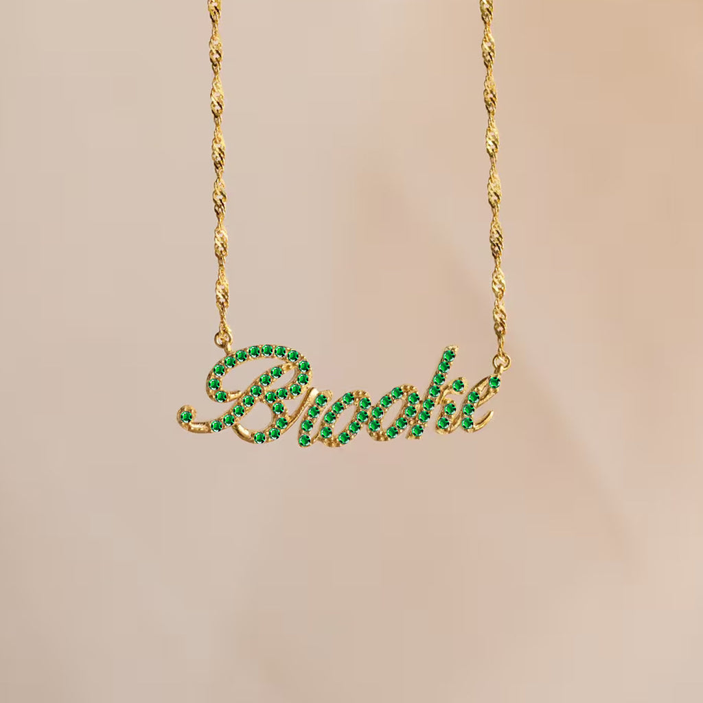 Fashion Trendy Letter Pendant Necklace with Inlay Zircon Personalized Name Necklace