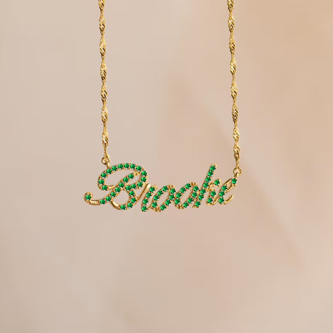 Fashion Trendy Letter Pendant Necklace with Inlay Zircon Personalized Name Necklace