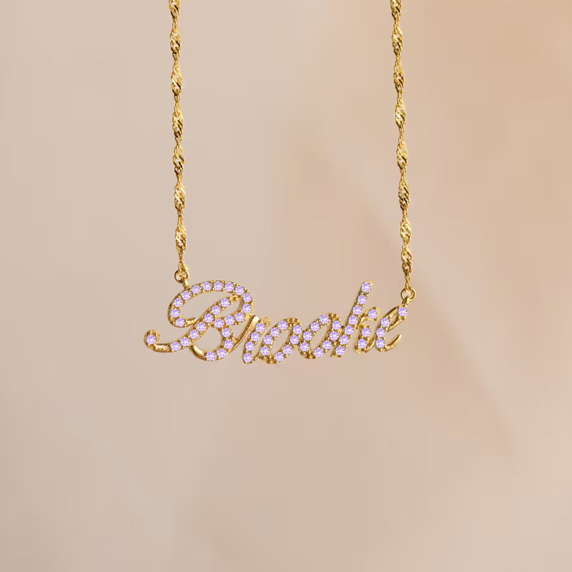 Fashion Trendy Letter Pendant Necklace with Inlay Zircon Personalized Name Necklace
