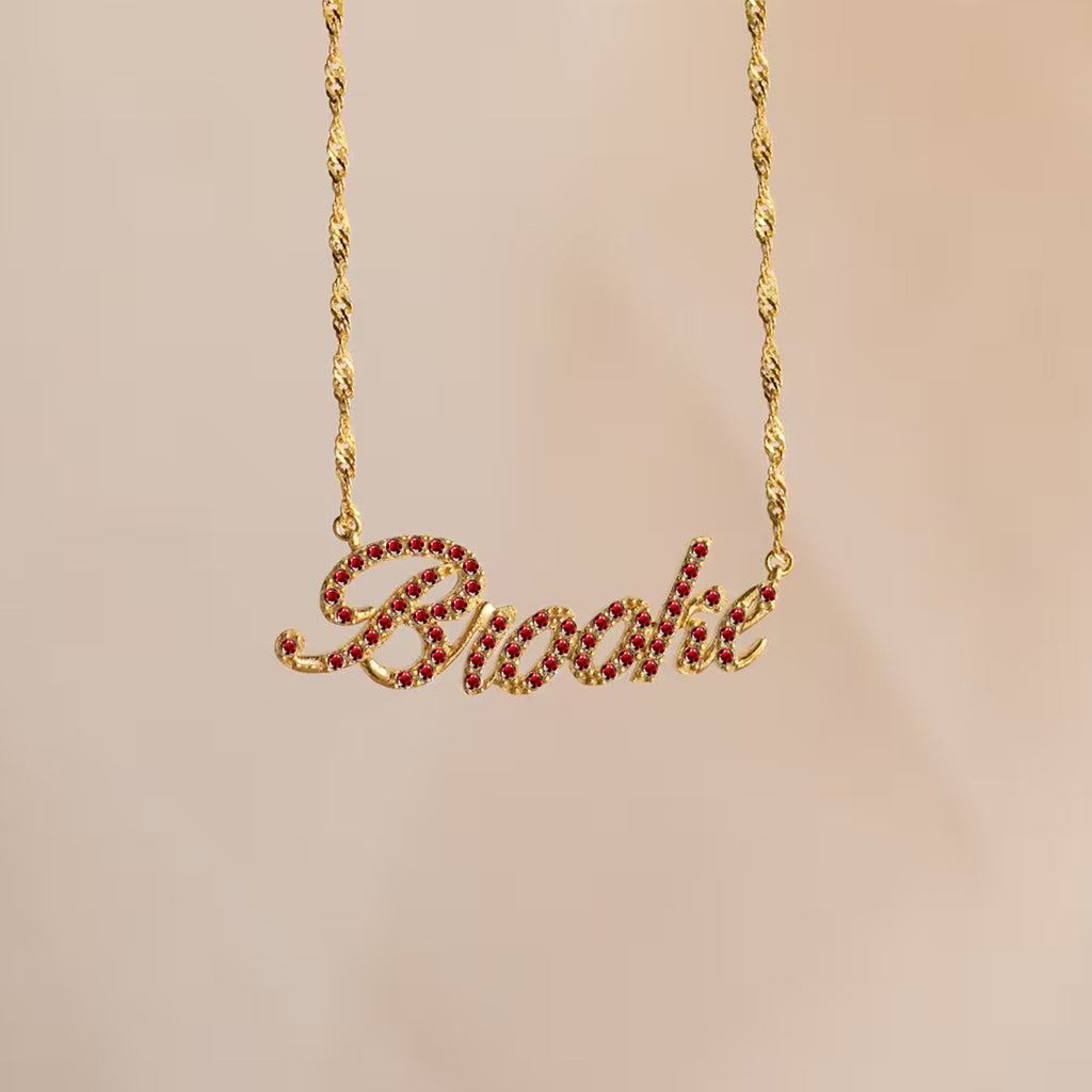 Fashion Trendy Letter Pendant Necklace with Inlay Zircon Personalized Name Necklace