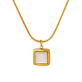 French Ins Square White Seashell Pendant Necklace Stainless Steel Personalized Jewelry