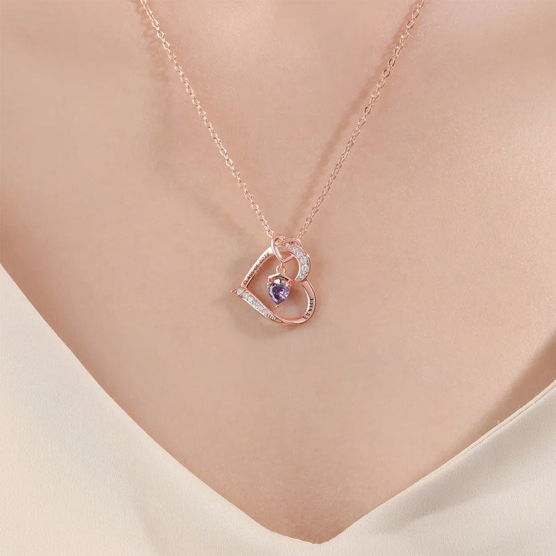 Heart-Shaped Engraved Necklace with Birthstone and Graduation Cap Pendant for European and American-Style College Commemorative jewelry
